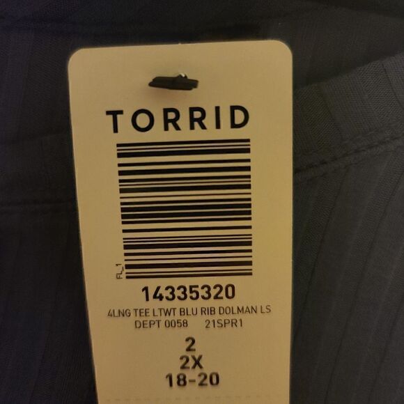 2X 18W 20W Blue Ribbed Dolman Sleeve Sleep Tee Pajama Top Breathable Torrid Boat - Picture 5 of 8